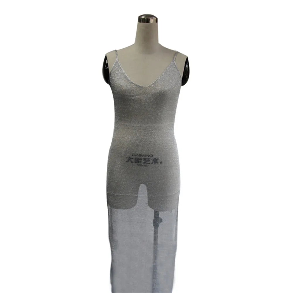 Robe de plage transparente en maille pailletée pour femme