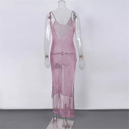 Robe de plage transparente en maille pailletée pour femme