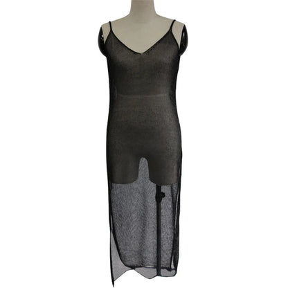 Robe de plage transparente en maille pailletée pour femme