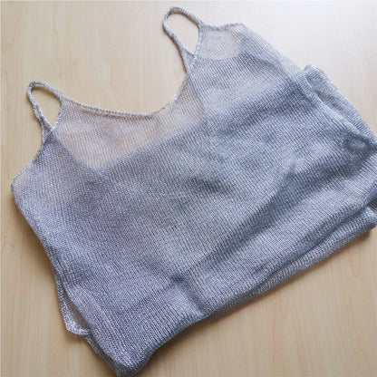 Robe de plage transparente en maille pailletée pour femme