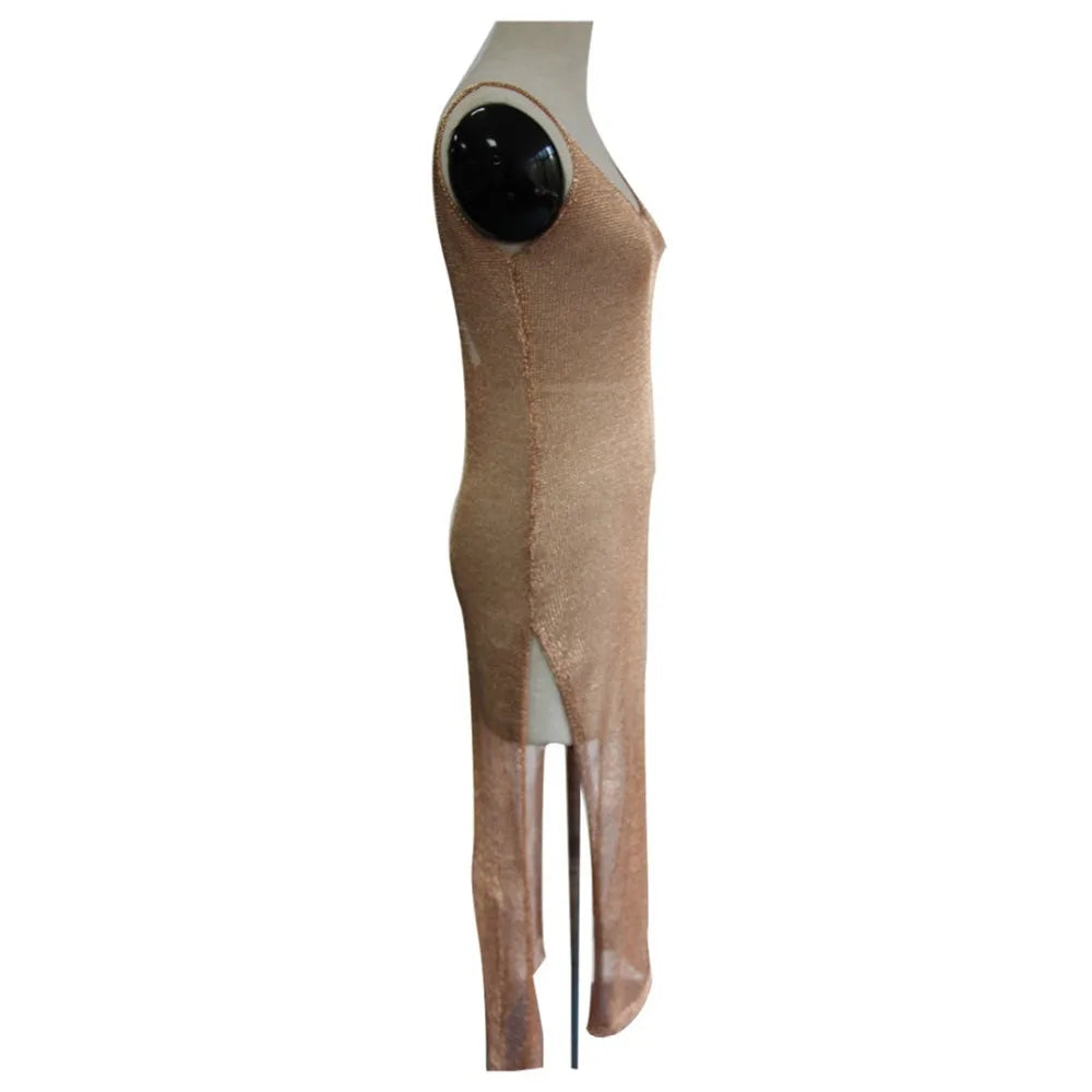 Robe de plage transparente en maille pailletée pour femme