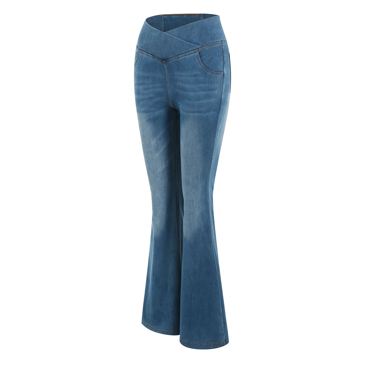 Jean évasé femme taille haute – coupe amincissante