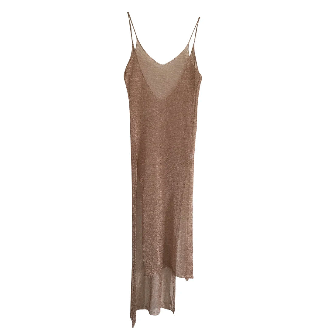 Robe de plage transparente en maille pailletée pour femme