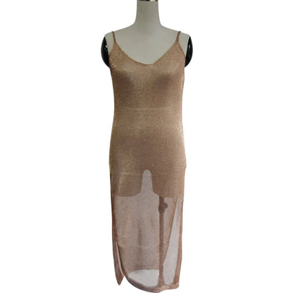 Robe de plage transparente en maille pailletée pour femme