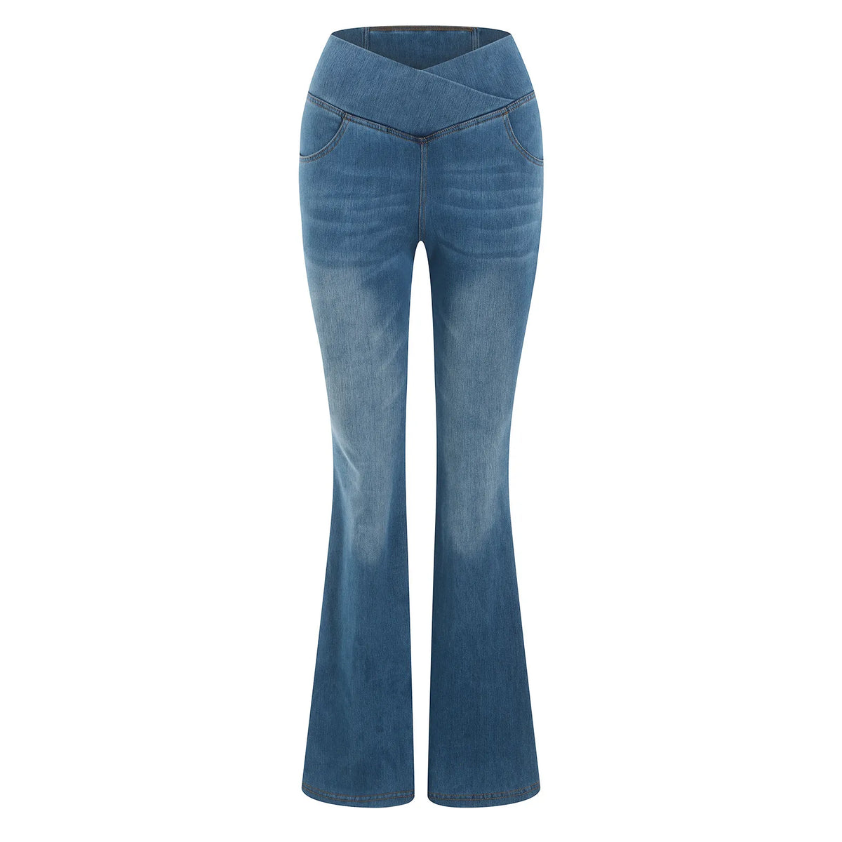 Jean évasé femme taille haute – coupe amincissante