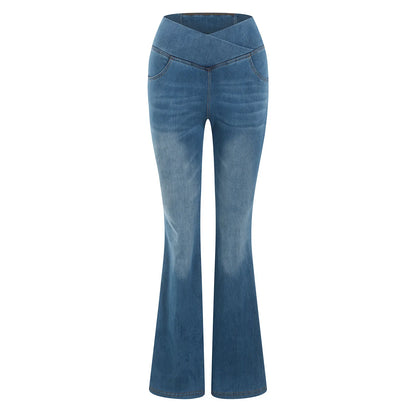 Jean évasé femme taille haute – coupe amincissante