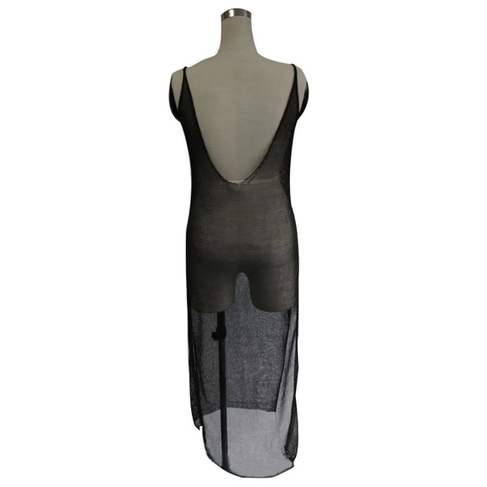 Robe de plage transparente en maille pailletée pour femme