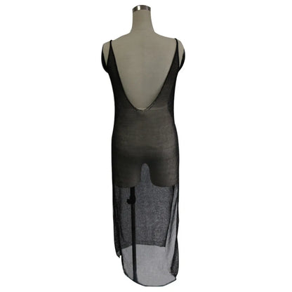 Robe de plage transparente en maille pailletée pour femme