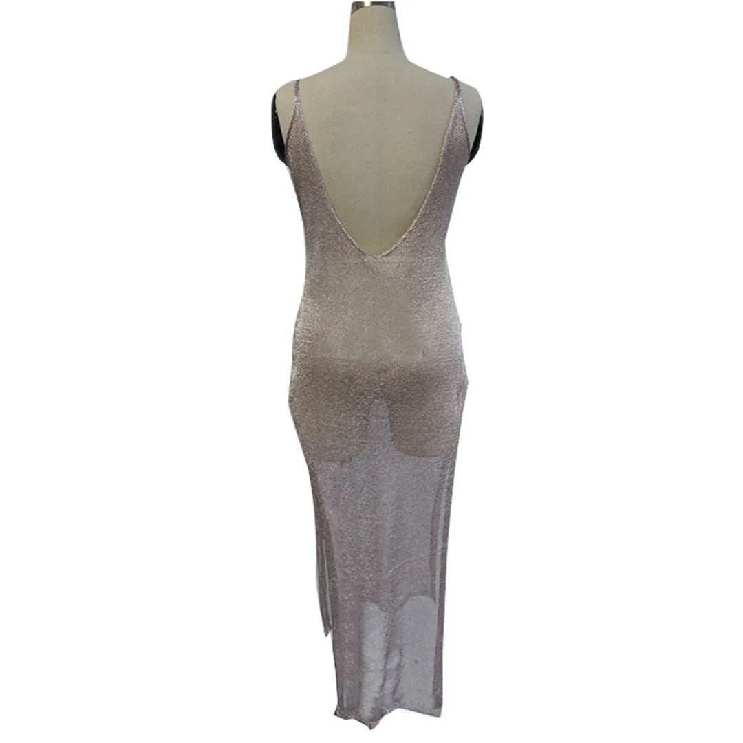 Robe de plage transparente en maille pailletée pour femme