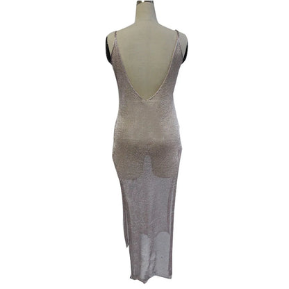 Robe de plage transparente en maille pailletée pour femme