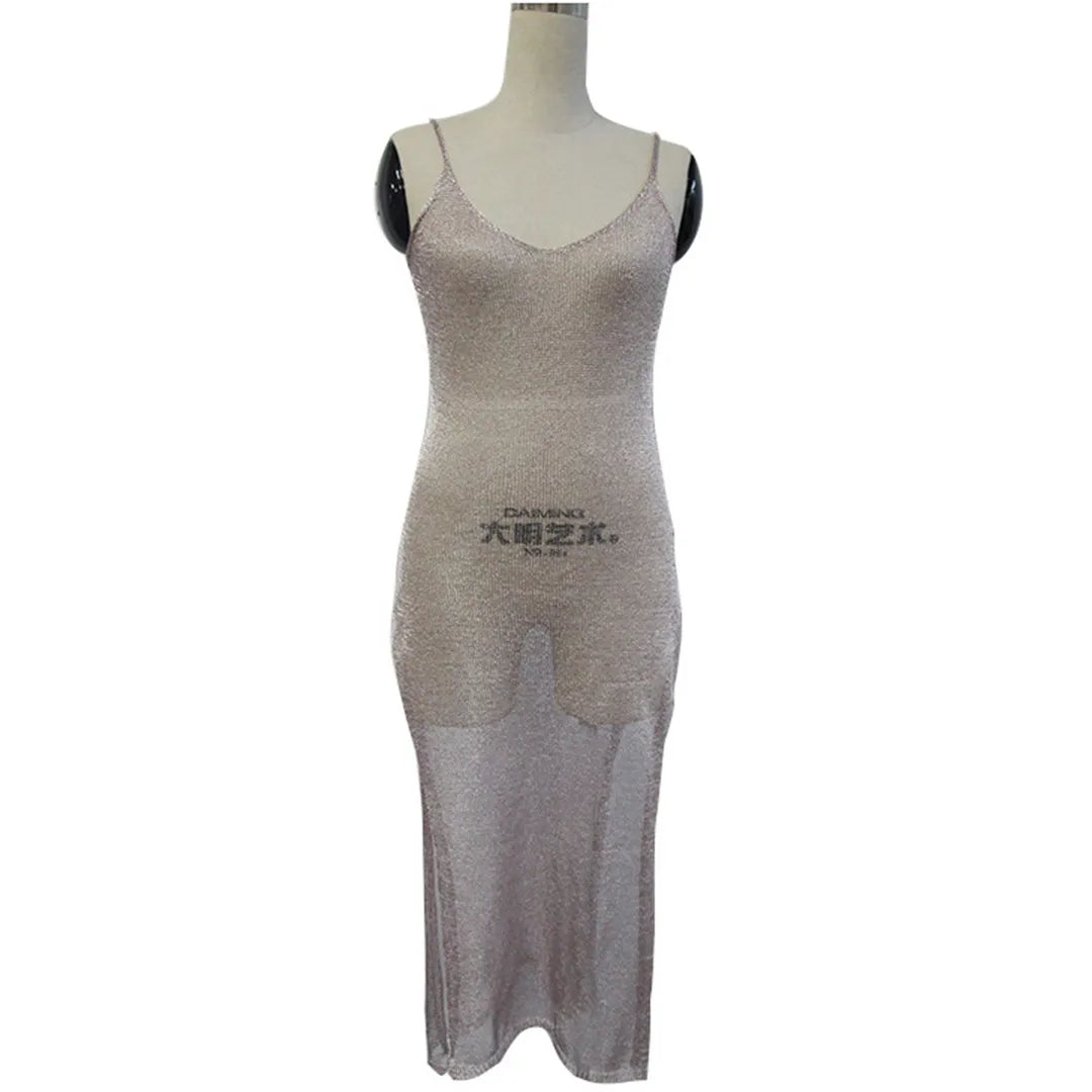 Robe de plage transparente en maille pailletée pour femme